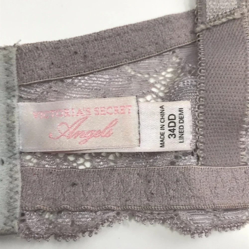 Victoria’s Secret Angels Lace Underwire Bra 34DD Mauve Floral Lace Lined Cups